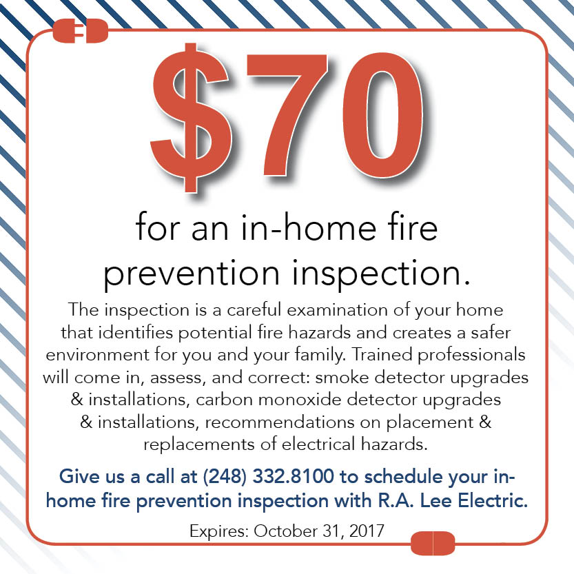 $70 for in-home fire prevention inspection